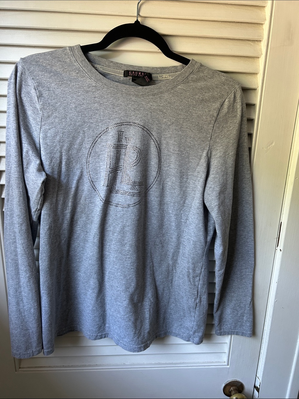 Ralph Lauren ladies grey long sleeve tee large.